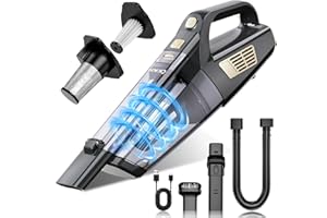 CKIKH Handheld Vacuum Cordless, 15000PA Strong Suction Hand Held Car Vacuum Cleaner Portable with Multi-Nozzles & Washable Filter, Lightweight Dust Busters Rechargeable for Home, Car, Office, Pets