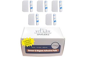 SECURITY SENSOR SPACERS Replacement Adhesive Pads for Home Security System, Mounts 5 Ring Contact Sensors, Double Sided, Stick Up Installation, 10 Pads Included