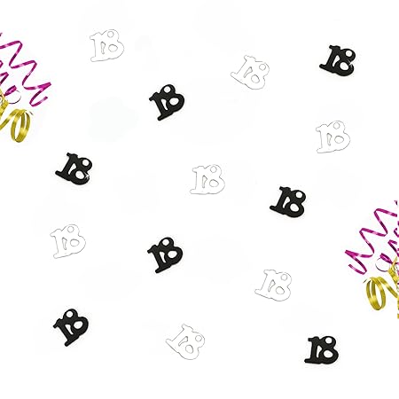 Oblique Unique® Zum 18. Geburtstag Silber und Schwarzes Tisch Konfetti mit Spiegeleffekt - über 800 Stück