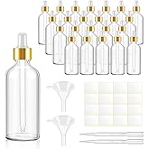 Tessco for you 20 Pack 3.4 oz Glass Dropper Bottles, 100 ml Glass Tincture Bottles with Eye Droppers with Funnel, Labels & Pipette for Essential Oil, Health, Personal Care & Beauty(Amber)