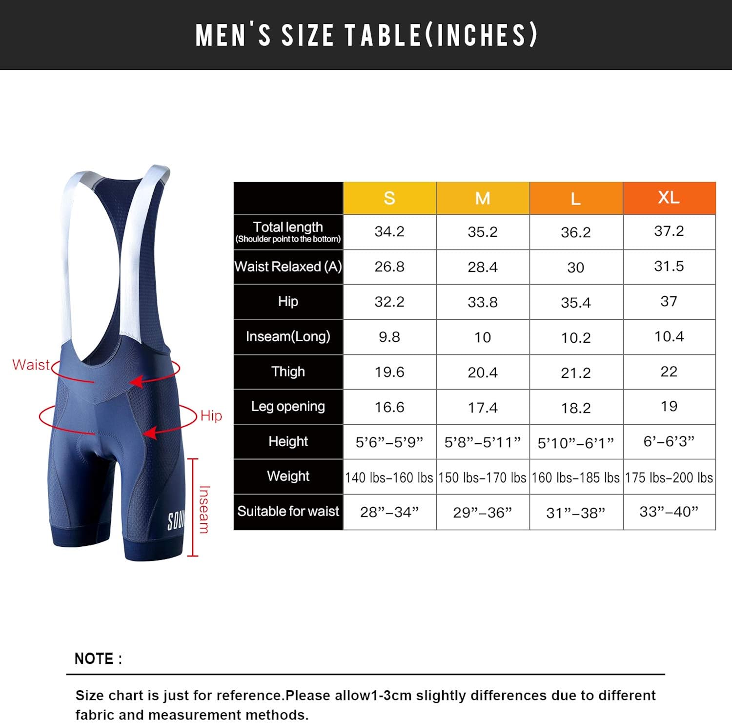 Souke Sports Men’s Cycling Bib Shorts 4D Padded Bike Biking Pants Breathable Compression Bicycle Tights: Clothing