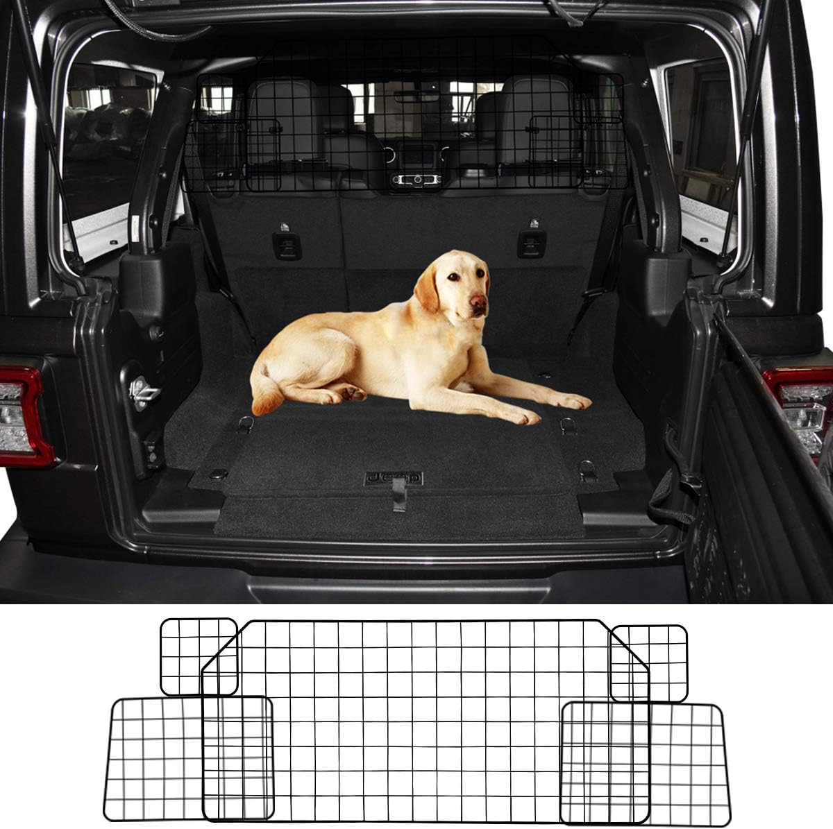 HaoWin Dog Barrier for SUV Car Vehicles Keeps Dog in Back Seat or Trunk Cargo Area, Car Pet Barrier Mesh Full Coverage Heavy Duty Adjustable, Universal Fit for All, Jeep Subaru Ford Honda etc