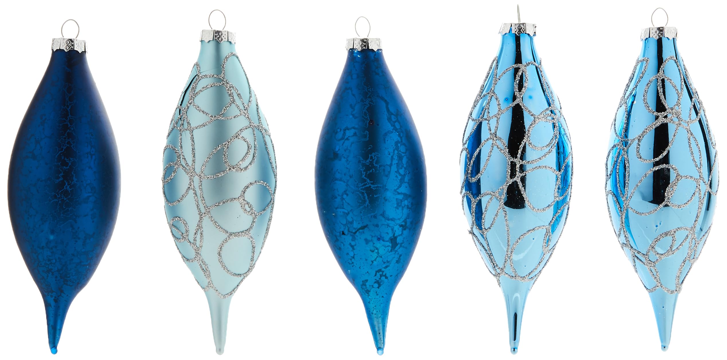 WeRChristmas Glass Baubles, Blue, 5-Piece