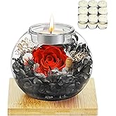 Birthday Gifts for Women Preserved Flowers in Glass Dome with Scented Candles Preserved Rose Gifts for Mom Wife Girlfriend Eternal Flowers for Her on Christmas,Mother’s Day,Valentine’s Day Red Rose