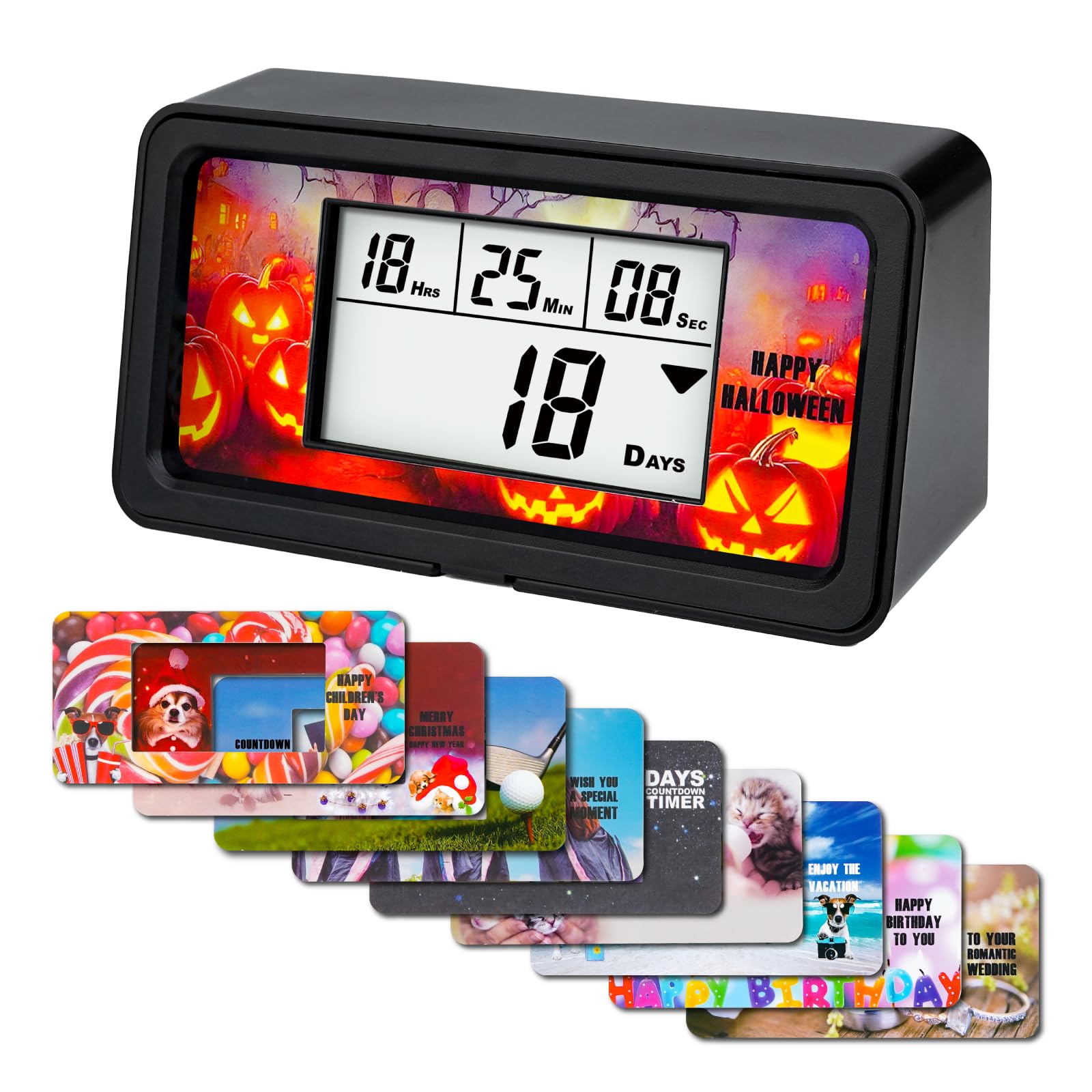NInE-ROnG Backlight Digital 9,999 Days Countdown Timer Big LCD Display 12/24H Clock for Retirement Vacation Graduation Christmas Weddings Birthdays Children's Day Halloween World Cup and Other Scenes