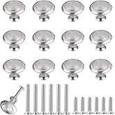 THSIREE 12PCS Cabinet Knobs, Silvery Cabinet Pulls Cabinet Knobs Inway, Round Drawer Knobs Cabinet Hardware with Screws, for Kitchen Bedroom Furniture