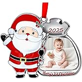 Sereliy Baby’s First Christmas Photo Frame Ornament 2025 for Boy Girl, Personalized First Christmas Picture Photo Ornament Frame Metal Hanging For Newborn Baby Christmas Tree Decoration Gift