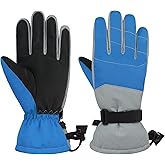 American Trends Kids Waterproof Winter Gloves with Zip Pocket Snow Ski Gloves Boys Girls Toddler Touchscreen Snowboard Gloves