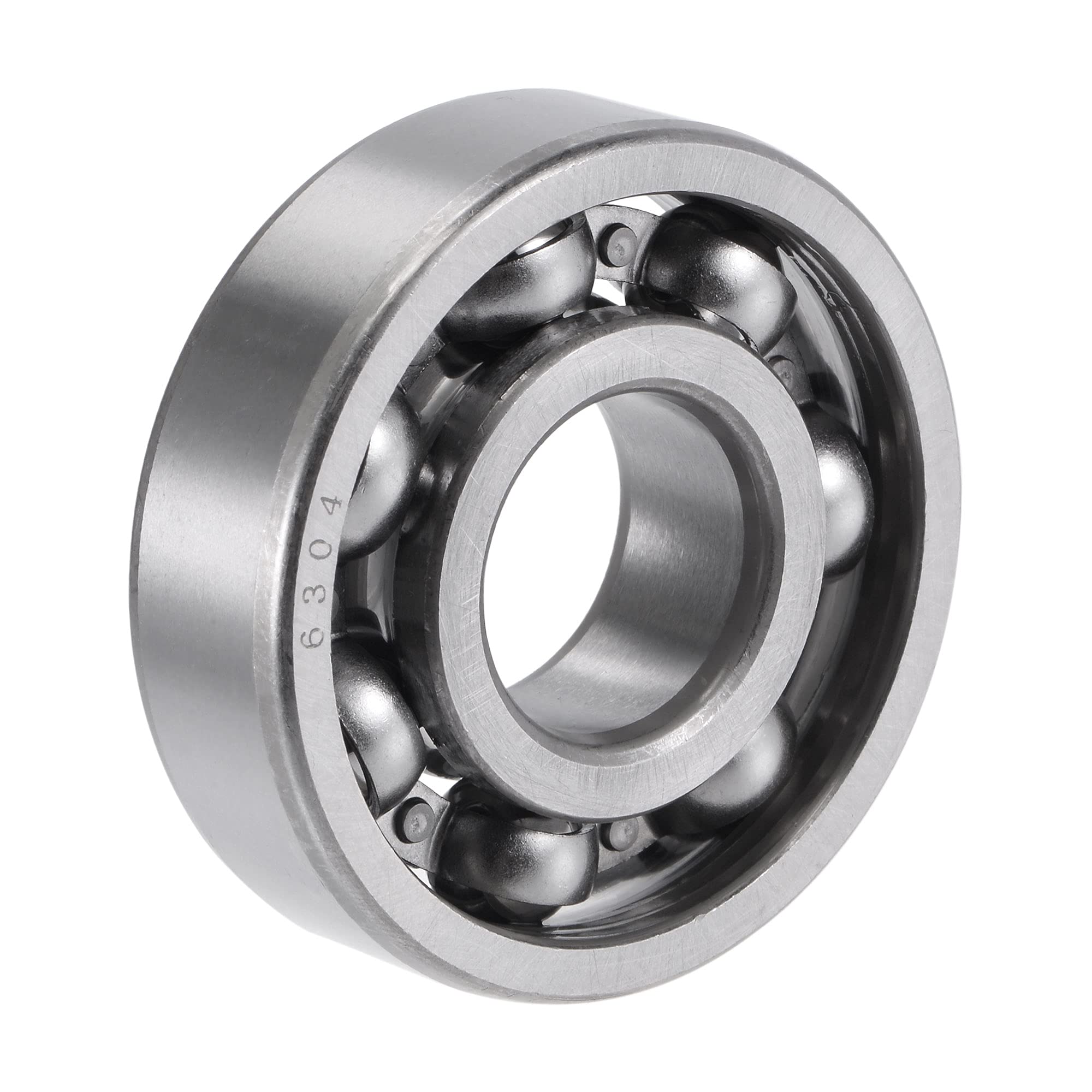sourcing map 6304 Deep Groove Ball Bearings 20mm Bore 52mm OD 15mm Thick CN Open Type Chrome Steel