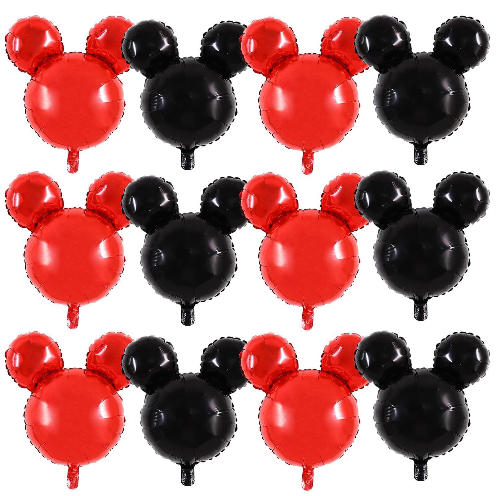 Vuzvuv 12pcs 24 Inches Mouse Head Foil Balloons, Black Red Mouse Shaped Balloon for Birthday Party, Baby Shower,Theme Party Decoration,Graduation Party Supplies