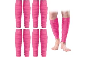 Foaincore 4 Pairs Breast Cancer Awareness Elastic Compression Calf Football Leg Sleeve Sewed with Ribbon for Women