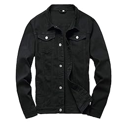 LAMKUKU Mens Denim Jacket Ripped Slim Jean Jacket