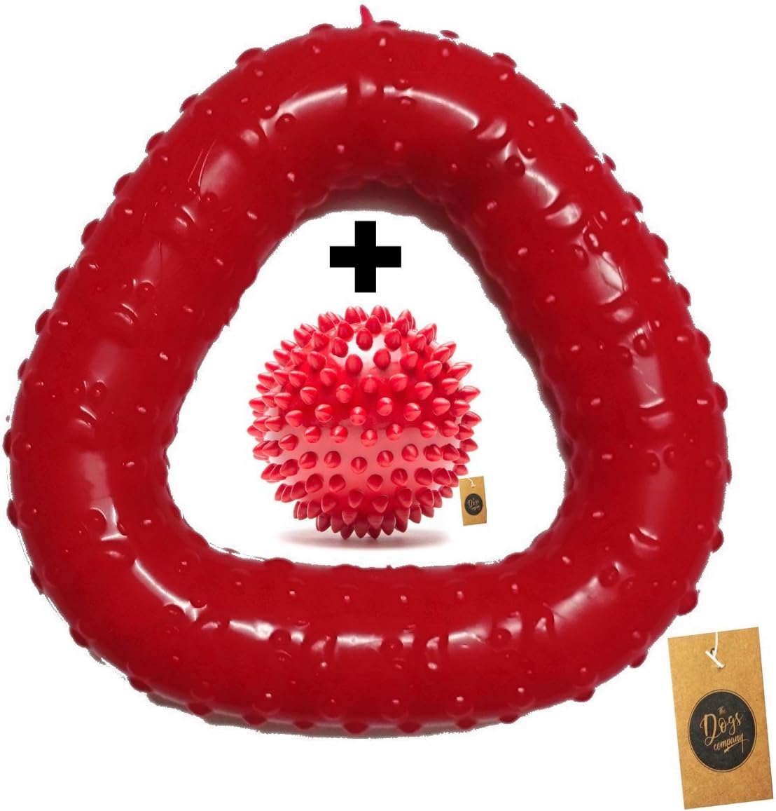 The Pets Company, Rubber Spiked Ball Dog Chew Toy and Triangular Dental Ring Dog Chew Toy