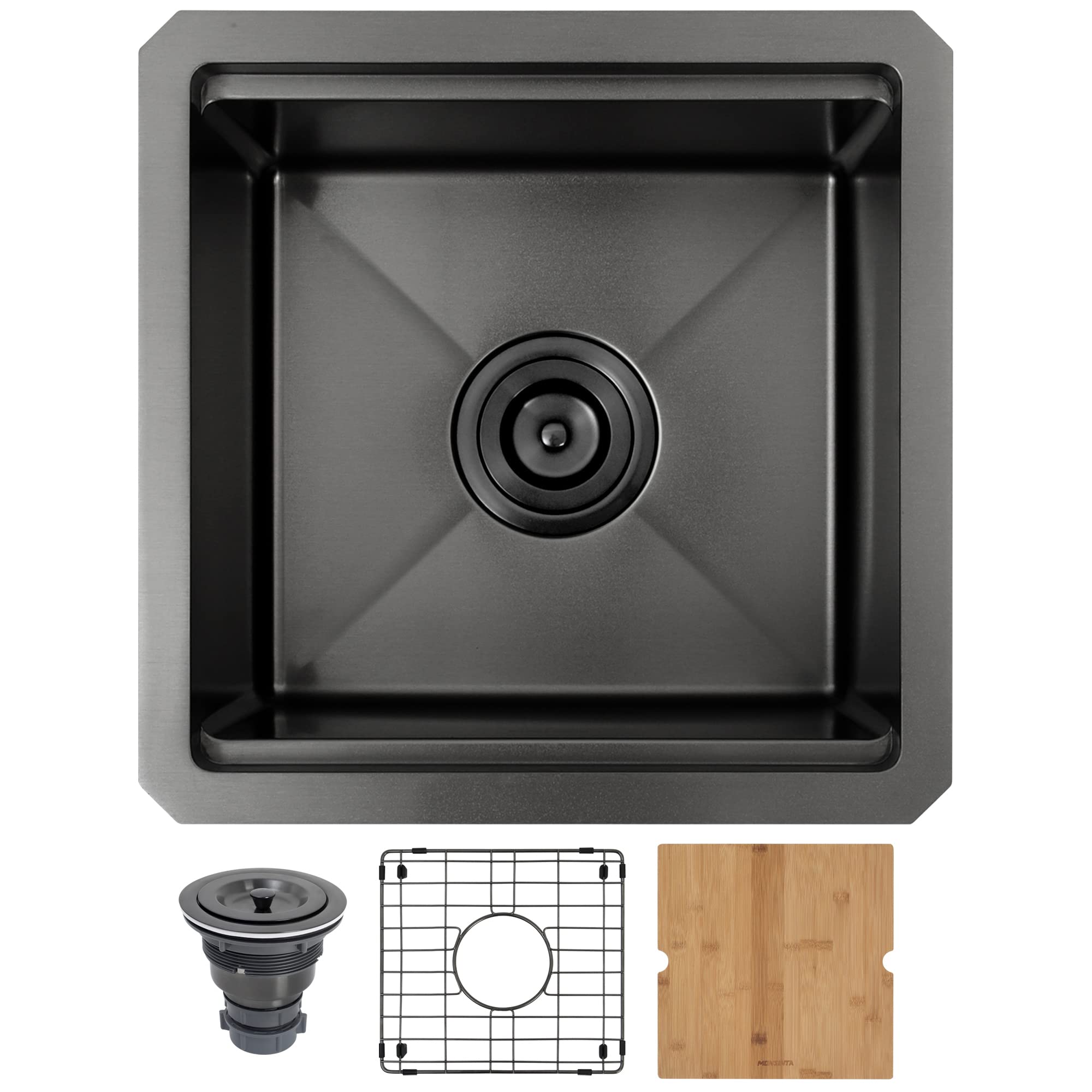 MONSINTA Black Bar Sink, Undermount Bar Sink, 15
