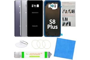 ASDAWN Galaxy S8+ Back Cover Glass Replacement with Pre-Installed Camera Lens +All The Adhesive +Installation Manual +Repair Tool Kit for Samsung Galaxy S8 Plus SM-G955 All Carriers (Midnight Black)