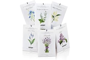 MYARO 12 Pcs Scented Sachets for Drawer and Closet, Long-Lasting Sachets Bags Air Freshener, Potpourri Bags 6 Fresh Scents - Lavender, Linen, Lilac, Eucalyptus Mint, Lemon Verbena, White Champaca