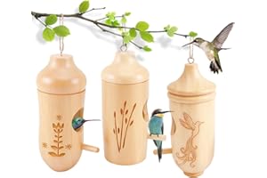 Joyzan Hummingbird House, Small Wooden Bird Houses Outside Solid Wood Handcrafted String Hanging Kit Cute Gardening Gifts Hum