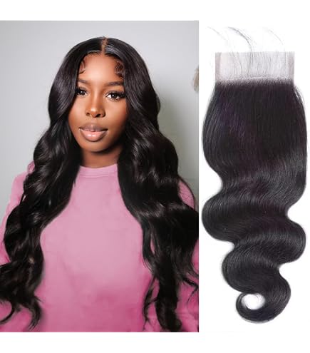 Amazon.com : 4x4 Lace Closure Human Hair Body Wave HD Lace  display picture 3