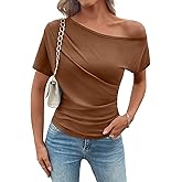 SHEWIN Going Out Tops for Women Sexy Short Sleeve Off Shoulder Top Pullover Womens Summer Tops 2026