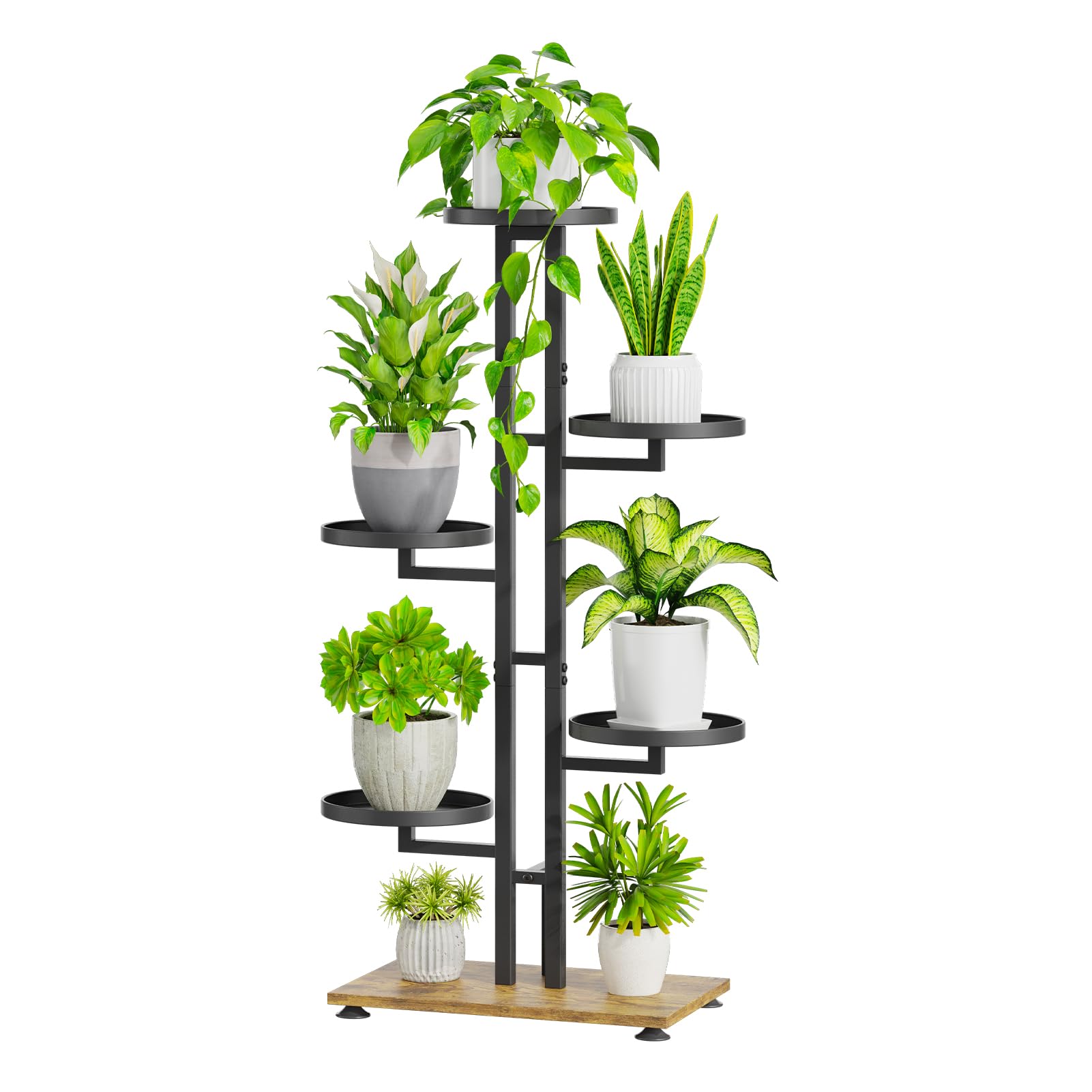 Photo 1 of iDavosic.ly 6 Tier Plant Stand Indoor Outdoor, Tiered Corner Multiple Flower Pot Holder Shelf, Metal 40 Inch Tall Display Rack for Patio Porch Living Room Garden Balcony Bedroom, Black