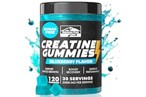 Keystone Peak KP Creatine Monohydrate Gummies Blueberry for Men & Women, 100% Creatine Blueberry Gummies, 5g per Serving + Vegan, Sugar Free + Strength, Energy, Muscle & Booty Gain - 120 Count