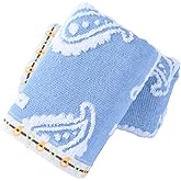 sense gnosis Blue Paisley Pattren Jacquard Hand Towels 100% Cotton Super Soft Absorbent White Terry Double-Sided Hand Towels for Bathroom Decorative Hotel Shower 13" x 29, 2 Pack