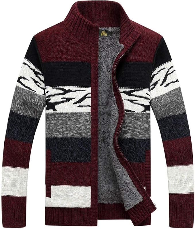 Cardigan Homme Allthemen - Col Montant - Maille épaisse - 100% Polyester - Style Urbain