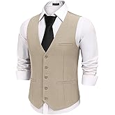 COOFANDY Men's Business Suit Vests Slim Fit Formal Dress Waistcoat Groomsman Vest For Wedding