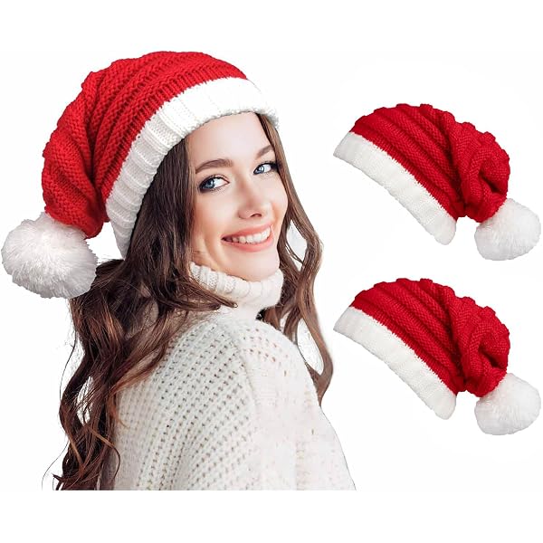 Gorro De Navidad De Punto - Estilo Papá Noel, Unisex, Para Toda La Familia, Cómodo Y Festivo