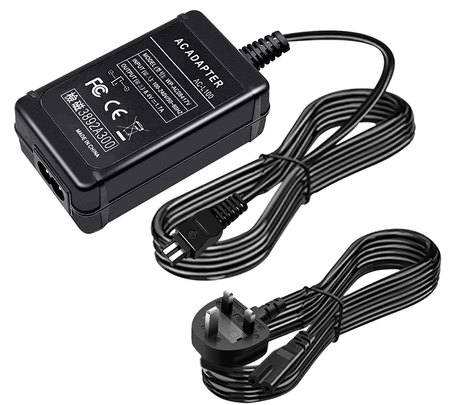 AC-L100 AC Power Adapter Supply AC L100 Replacement Charger Kit for Sony AC-L100 AC-L15 AC-L10 AC-15A AC-L10A Handycam DCR-TRV MVC-FD DSC-S30 DSC-F707 DSC-F717 DSC-F828 Cameras