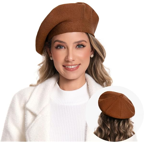 Women\'s French Style Double Layer Winter Autumn Warm, Soft Beanie Hat Cap Camel Broadfashion Women main image 3