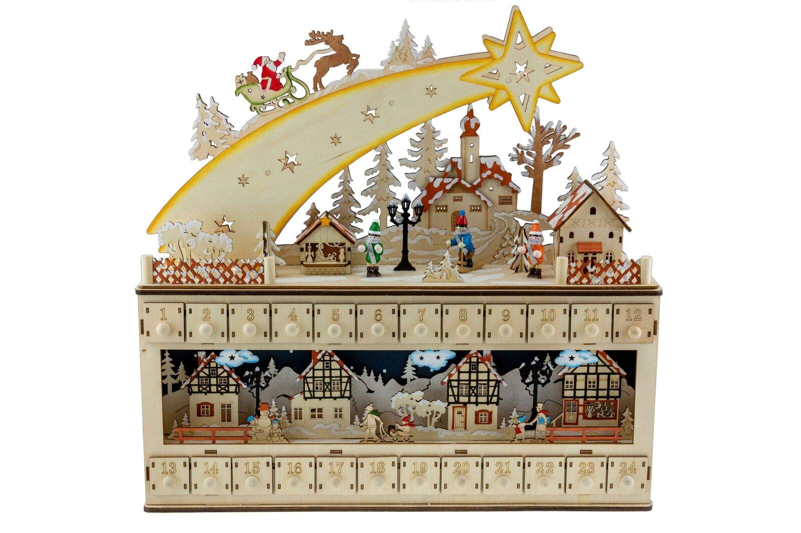 Clever Creations Wooden Christmas Advent Calendar Countdown To Christmas LED Holiday