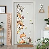 Watercolor Jungle Animal Wall Decals, Forest Animal Wall Sticker Raccoon Deer Fox Hedgehog Wall Decals for Baby Nursery Decorations，Door Offices Bedroom Room Sticker.
