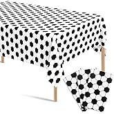 Pasonly 3 Pcs Soccer Table Cloth Plastic, 54" x 108" Soccer Tablecloth for Soccer Themed Birthday Party Sports Game Decoration（White）