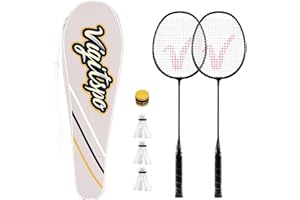VIGVITSPO Racket Set with Shuttlecocks,Hand Glue & Carry Bag | Professional-Grade Badminton Racket Set | Lightweight Design & Non-Slip Grip