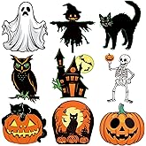 Large Size Vintage Halloween Decorations Double-Sided Halloween Cutouts Retro Halloween Cut-Outs Cardboard Old Style for Window Wall Decor(9PCS)