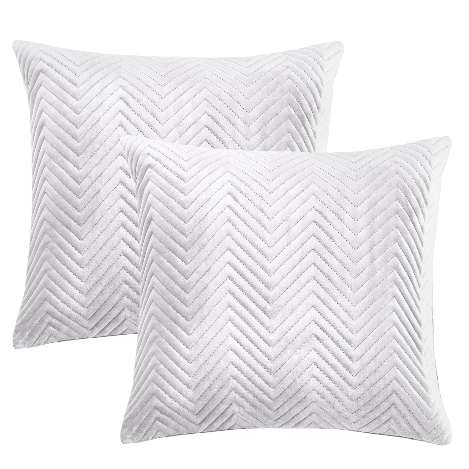 BedLooms Premium Silver Velvet Cushion Covers Set of 2 (45x45 cm / 18x18 Inch) – Soft Ultrasonic Stitch, Hidden Zipper, Luxury Decorative Throw Pillow Cases for Sofa, Couch & Living Room