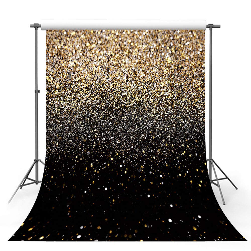 Mehofoto 5x7ft Gold Black Glitter Backdrop Proms Backdrop Starry Sky Shiny Abstract Background for Birthday Party Wedding Kids Newborn
