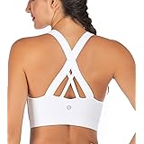 RUNNING GIRL Sports Bra for Women, Criss-Cross Back Padded Strappy Sports Bras Medium Support Yoga Bra with Removable Cups