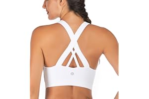 RUNNING GIRL Sports Bra for Women, Criss-Cross Back Padded Strappy Sports Bras Medium Support Yoga Bra with Removable Cups
