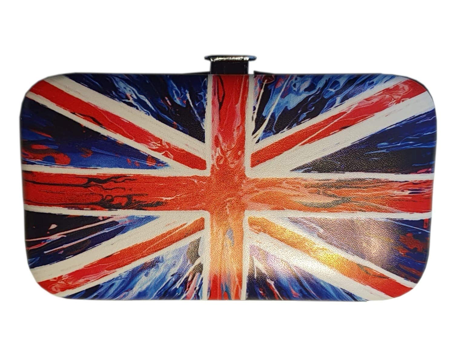 Union Jack Manicure Set - Spin Art Painting Design - Faux Leather Texture - Complete - British Flag Souvenir from London England UK