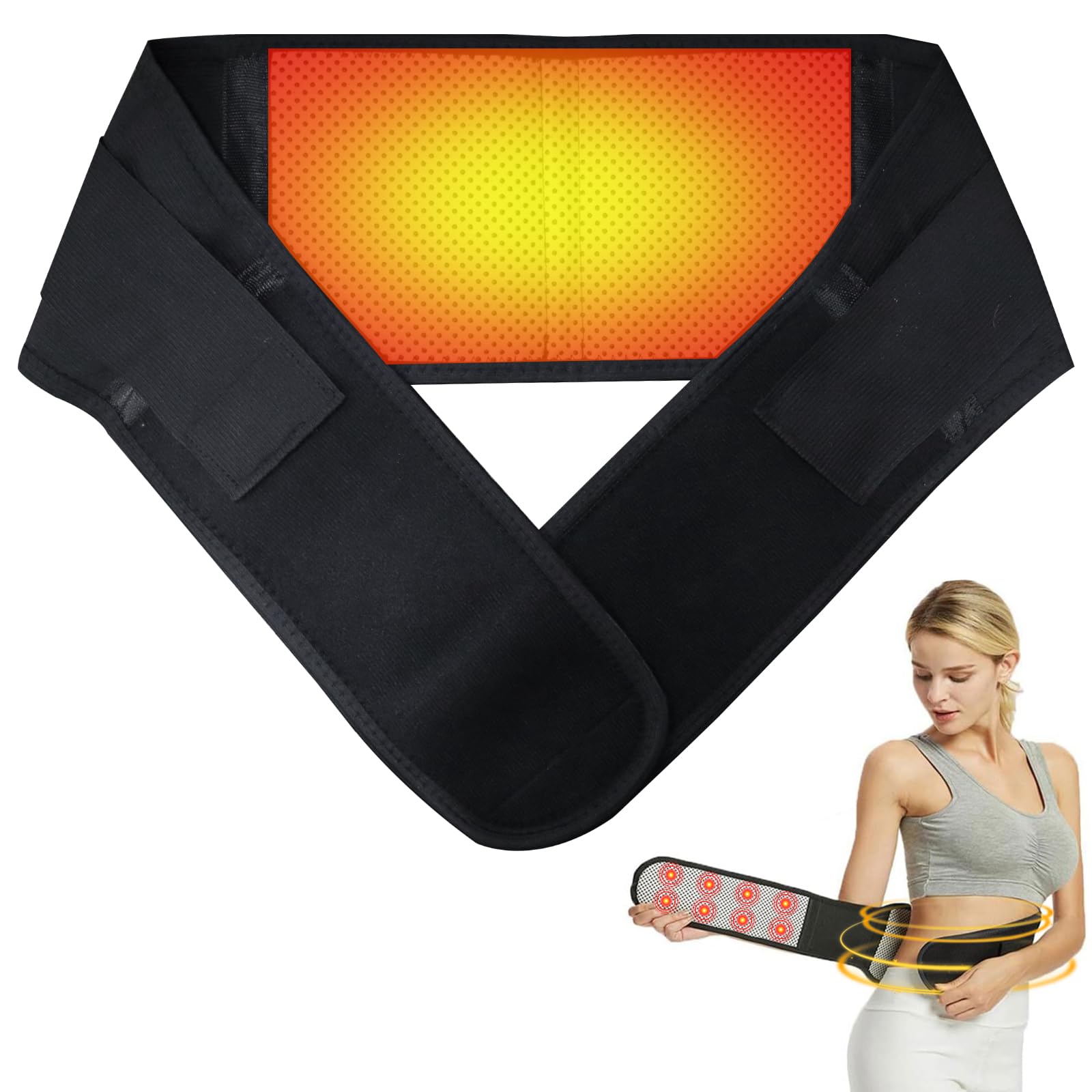 UZSUZZ Heated Back Support Belt, Self Heating Waist Lumbar Support Belt for Men & Women, Adjustable Lower Back Support Belt, Magnetic Therapy Lumbar Support Belt, Ideal for Pain Relief