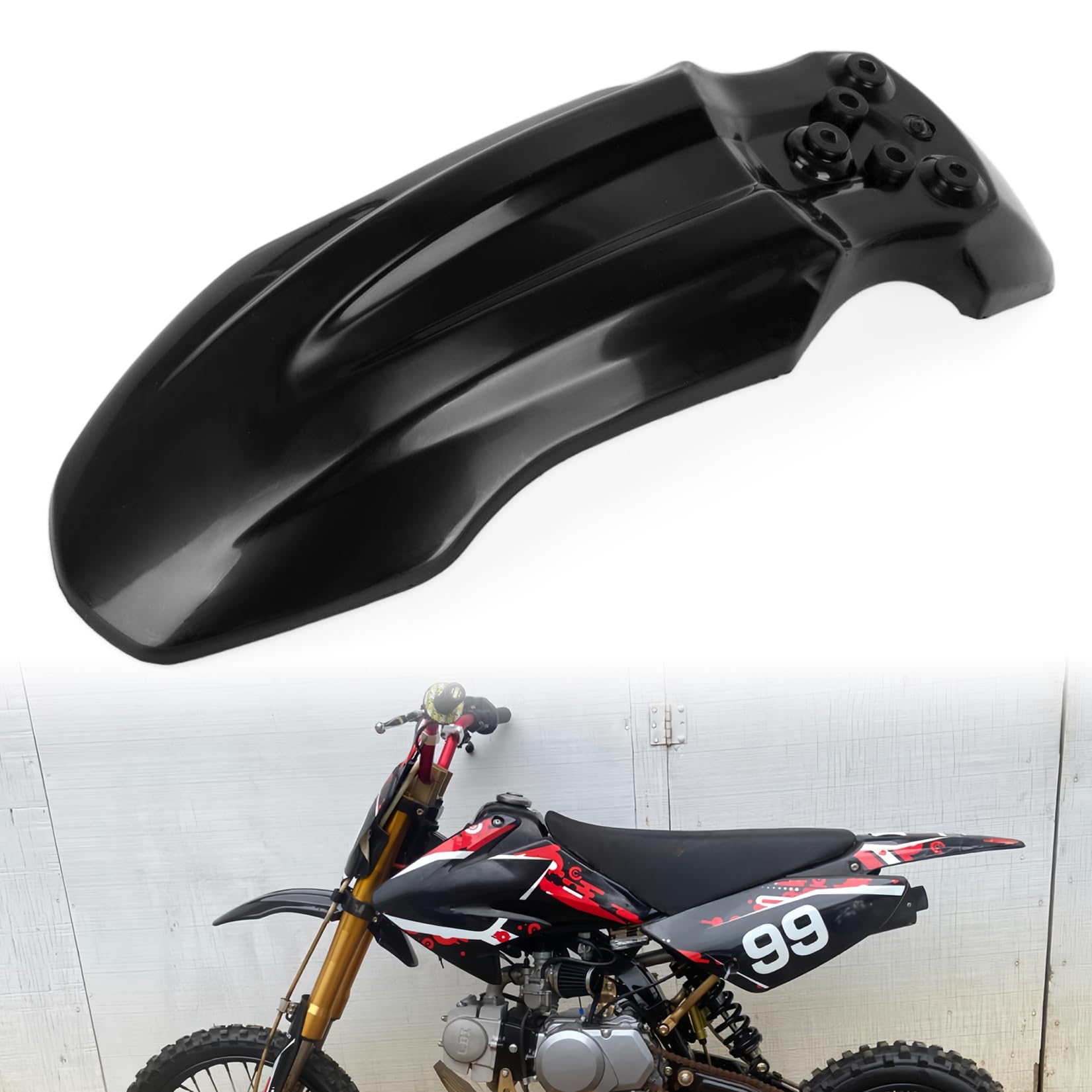 Photo 1 of Motorcycle Front Wheel Mudguard, PSLER Dirt Bike Plastics Mud Guard, Crf50 Body Mudguard Kit for CRF50 Style 125CC Pit PRO Trail Dirt Bike, Black