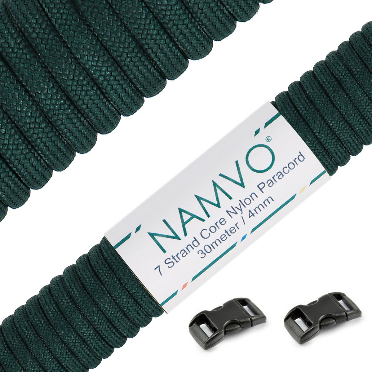Namvo 550 Paracord Mil Spec Type III 7 strand parachute cord Total Length 100ft / 30 Meters, Dark green