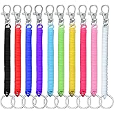 Gabrella 10 Pcs Retractable Keychain, Retractable Spring Coil Keychain Theftproof Anti-lost Stretch Cord Safety Key Ring with Metal Lobster Clasp for Keys Wallet Cellphone