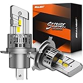 SEALIGHT H4/9003/HB2 LED Bulbs, 50000LM 900% Super Brighter, 1:1 Size, 6500K Cool White, 70000Hrs Long Service Life with Cooling Fan, Plug and Play, Pack of 2