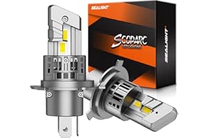 SEALIGHT H4/9003/HB2 Bulbs, 40000LM 800% Super Brighter, 1:1 Size, 6500K Cool White, 60000Hrs Long Service Life with Cooling 
