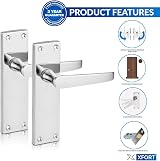 XFORT Victorian Lever Latch Chrome Door Handles 6 inch Backplate Pair view 2
