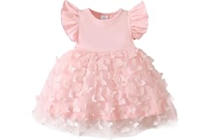 TENTIDE Baby Girl Butterfly Dress Tutu Ruffle Sleeveless Dresses Photograph Party Outfits Birthday Gift