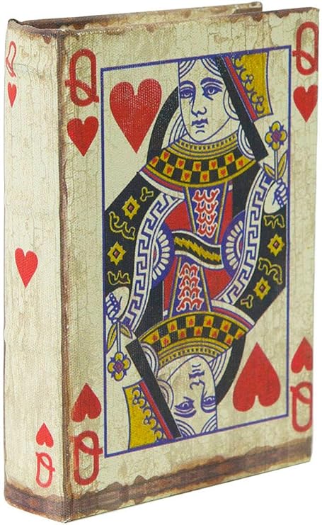 Porta Carte Da Gioco Scatola In Legno Realizzata A Mano E Rivestita In Stoffa Con Effetto Anticato 1 Compartimento Dimensioni Esterne 10x3x14